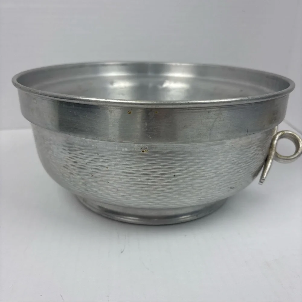Vintage Made In Italy Hammered Ice Bucket Double Walled Insulated Looped Handle